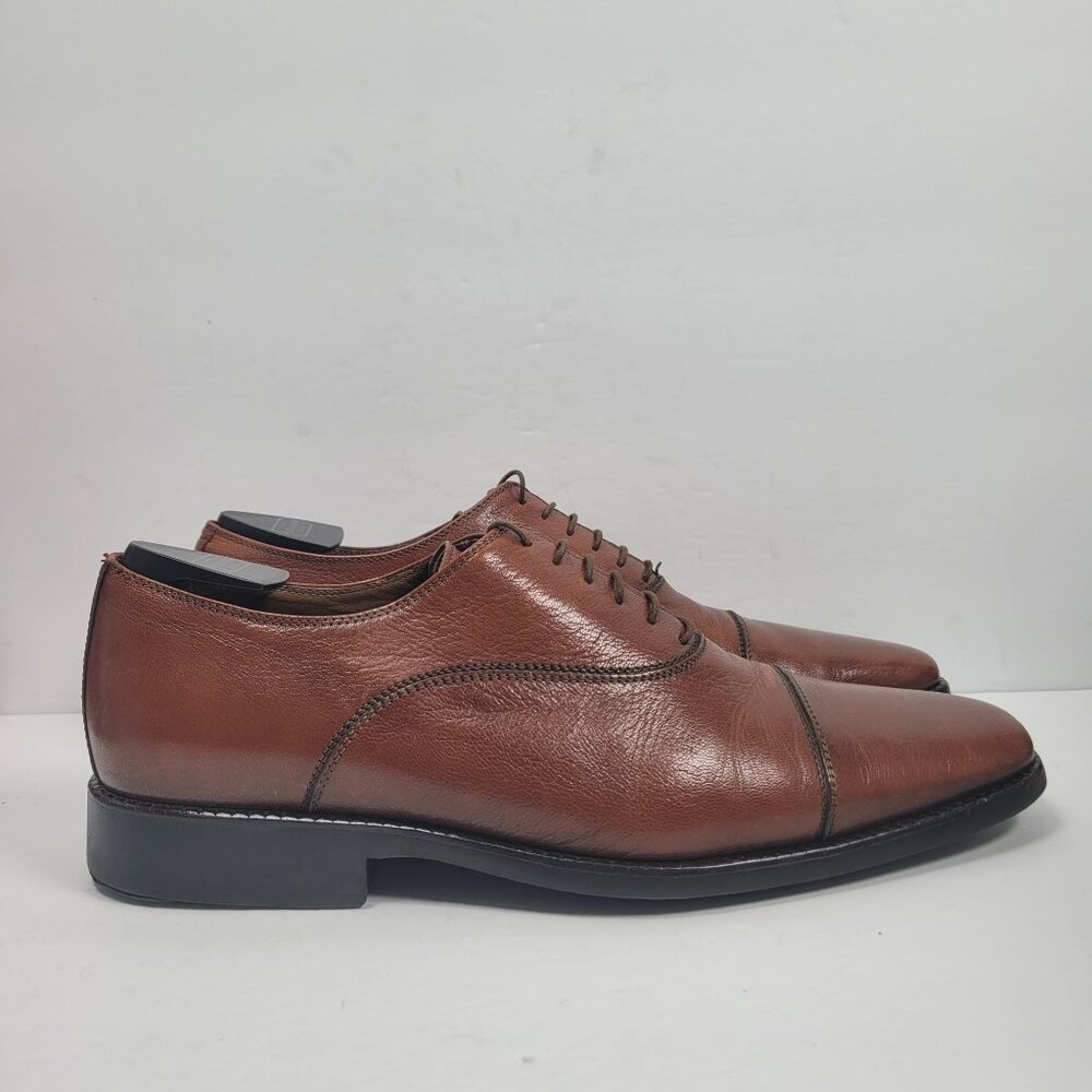 Michael Toschi Men's Brown Leather Oxford Dress Shoes US Size 9.5